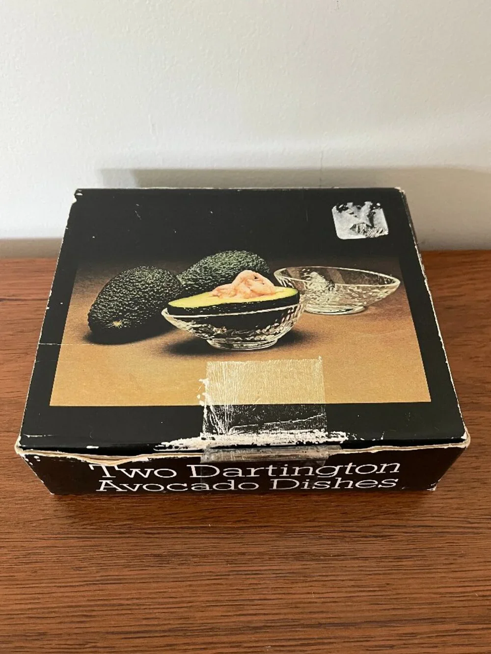 Vintage Avocado Dishes Clear Glass w/Box